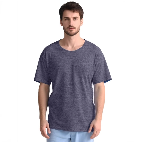 T-Shirt Décontracté à Manches Courtes pour Hommes Avec Fermeture Velcro à l'Épaule Vêtement Adapté Mélange de Coton