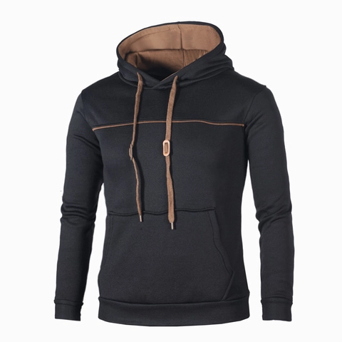 Sweat à Capuche Décontracté pour Homme Pullover Passepoil de Couleur Contrastée Avec Poche Kangourou Haut Automne Hiver