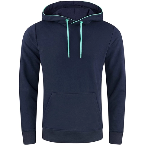 Heren Contrastkleur Hoodie Casual Katoenmix Pullover Hoodie Met Kangoeroezak Ribboorden Lange Mouwen Sportieve Top