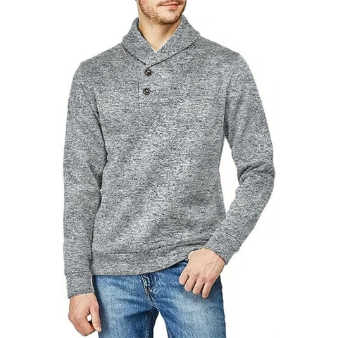 Pull en Tricot Décontracté à Col Châle pour Hommes Manches Longues Chiné Pull avec Boutons Mode Automne Hiver