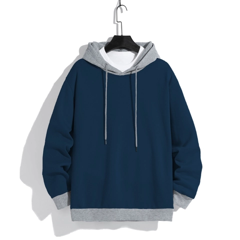 Men Fashion Color Block Hooded Sweatshirt Casual Long Sleeve Pullover Hoodie Top For Spring Autumn