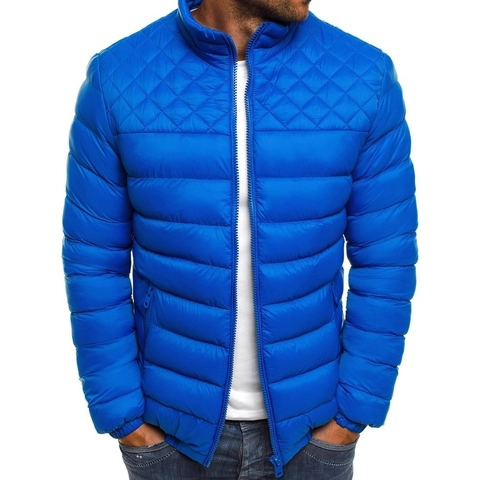 Men's Stand Collar Quilted Jacket Lightweight Warm Puffer Coat Slim Fit Full Zip Outdoor Casual Outerwear For Fall Winter
