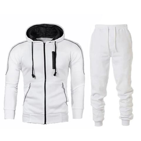 Chándal Deportivo Casual para Hombre Sudadera Con Capucha Cremallera Y Pantalones Deportivos de Mezcla de Algodón para Gimnasio