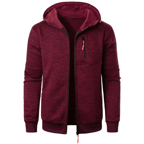 Heren Casual Hooded Rits Jas Gemêleerd Breien Sweatshirt Fleece Gevoerd Sportieve Mantel Met Contrast Ritszakken Buiten Warm