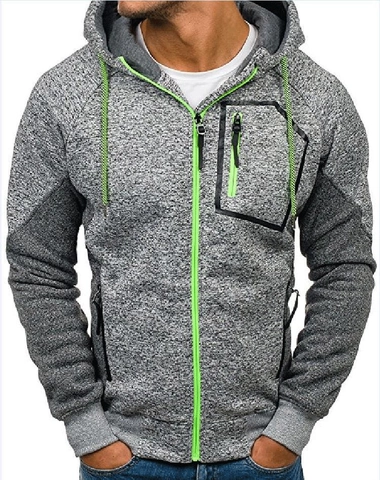 Felpa Con Cappuccio E Cerniera Da Uomo Blocchi Di Colore Foderata In Pile Casual Con Accenti Neon Giacca Sportiva Giunzione