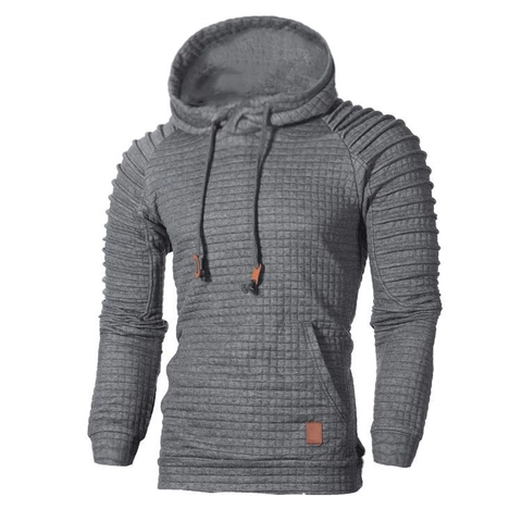 Felpa con Cappuccio Casual da Uomo con Texture a Nido d'Ape e Pieghe sulle Spalle Felpa a Maniche Lunghe con Tasca a Marsupio Vestibilità Aderente