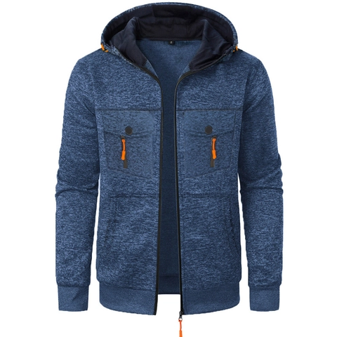 Sudadera Con Capucha Deportiva Casual Para Hombre Textura Jacquard Chaqueta De Punto Jaspeada De Manga Larga Con Detalles De Contraste
