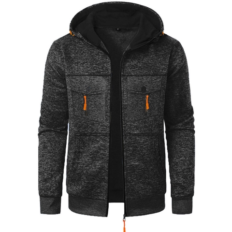 Sudadera Con Capucha Deportiva Casual Para Hombre Textura Jacquard Chaqueta De Punto Jaspeada De Manga Larga Con Detalles De Contraste