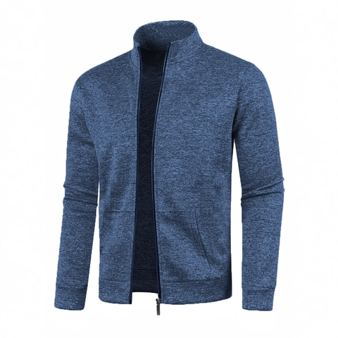 Herren Casual Full-Zip Strickjacke Stehkragen Langarm Melierter Pullover Mantel Warme Oberbekleidung Für Herbst Winter