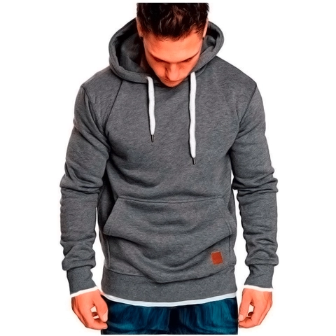 Sweat à Capuche de Sport Décontracté pour Homme Manches Longues Ourlet Épissé Pullover Avec Poche Kangourou Cordon Entraînement