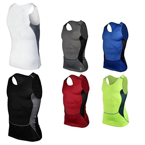 Men's Athletic Compression Tank Top Tight Sleeveless Sports Vest For Basketball Fitness Running Sweat Wicking Gym Shirt