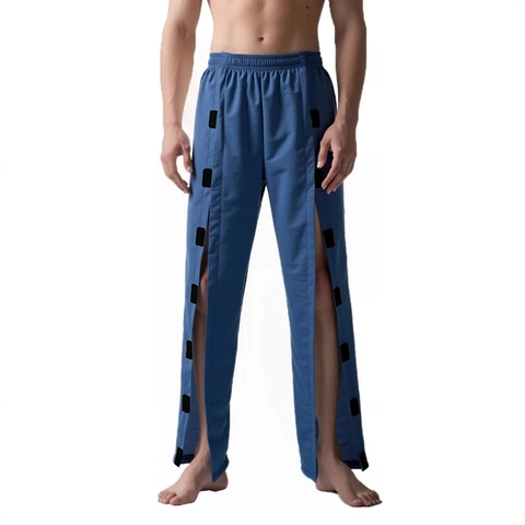 Men's Post-Surgery Recovery Pants Easy On Off Nursing Trousers Loose Elastic Waist Straight Leg Pants For Fracture Patient