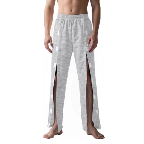 Men's Post-Surgery Recovery Pants Easy On Off Nursing Trousers Loose Elastic Waist Straight Leg Pants For Fracture Patient