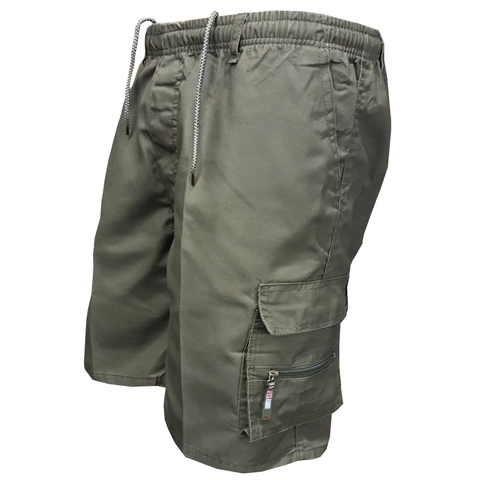 Men's Casual Cargo Shorts Multi-Pocket Summer Outdoor Athletic Drawstring Loose Solid Color Polyester Blend Half Pants
