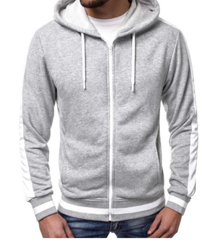 Herren Casual Zip Up Hoodie Kontraststreifen Kapuzenpullover Langarm Schmale Passform Sportliche Fleecejacke Mit Taschen