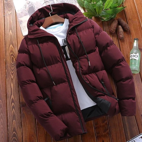 Men Winter Puffer Jacket Cotton Padded Short Coat Korean Slim Fit Thick Warm Outerwear With Hood Casual Quilted Jacket For Men