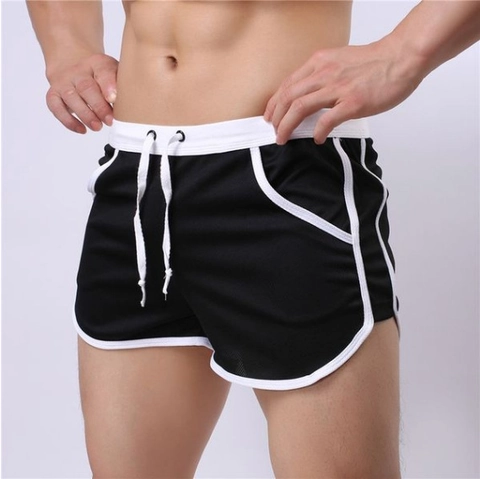 Men's Mesh Breathable Sports Shorts Contrast Piping Drawstring Workout Shorts Quick Dry Athletic Gym Casual Bottoms