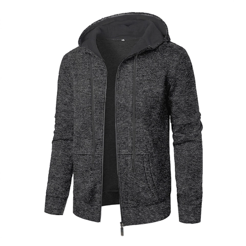 Men's Jacquard Full Zip Hoodie Cardigan Athletic Fitness Casual Heathered Knit Jacket Long Sleeve Hooded Outerwear Top