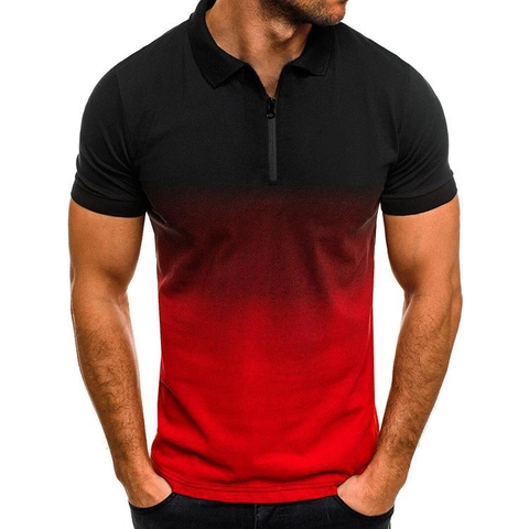Polo Casual para Hombre con Degradado 3D de Manga Corta Ajuste Entallado Transpirable Camiseta Deportiva Top de Solapa de Moda de Verano