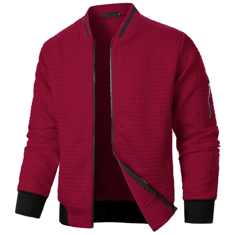 Chaqueta Bomber Acolchada para Hombre Ajuste Entallado Cuello Alto Sudadera con Cremallera Top Casual Texturizada Color Sólido
