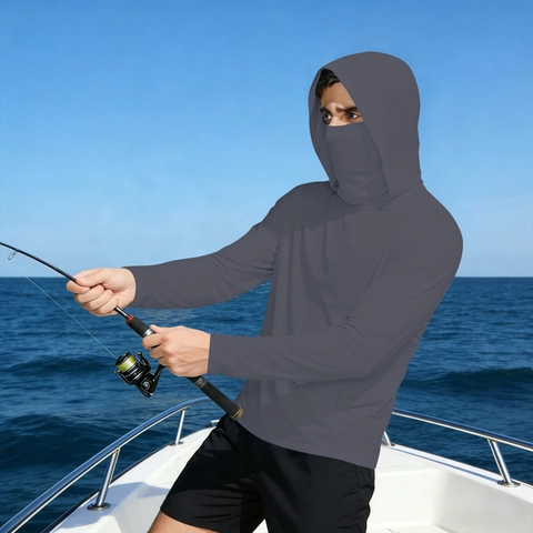 Vêtements Protection Solaire Soie Glace Hommes Veste À Capuche Avec Masque Respirant Séchage Rapide Léger Pêche Cyclisme Haut