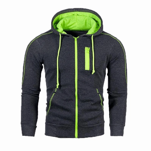Sudadera Con Capucha Casual Para Hombre Con Cremallera Mezcla De Algodón Color Contraste Hoodie Con Bolsillos Para Deporte