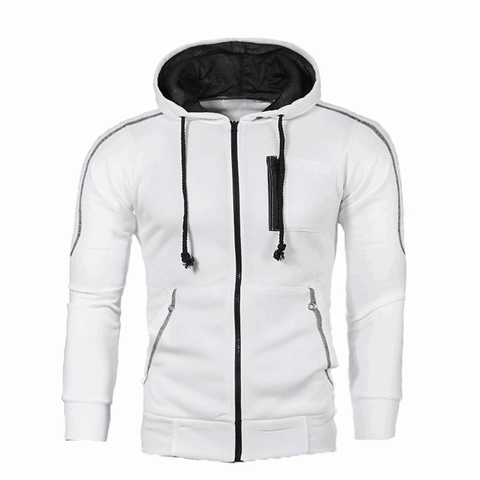 Sudadera Con Capucha Casual Para Hombre Con Cremallera Mezcla De Algodón Color Contraste Hoodie Con Bolsillos Para Deporte