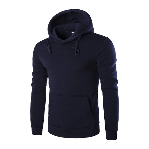 Men Casual Fleece Hooded Sweatshirt Pullover Cotton Blend Long Sleeve Hoodie With Pocket For Daily Sport Relaxed Fit