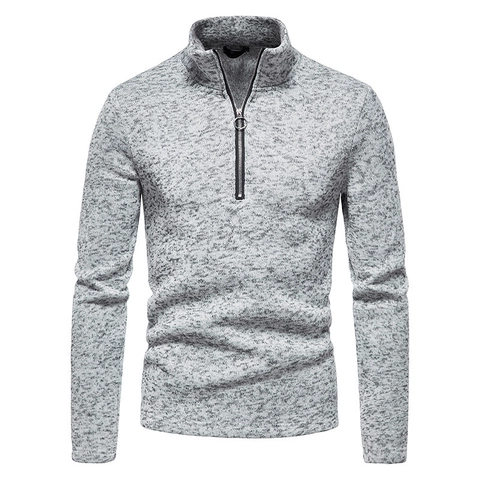 Men Quarter Zip Stand Collar Sweatshirt Long Sleeve Polyester Pullover Solid Color Casual Basic Fleece Top For Autumn Winter
