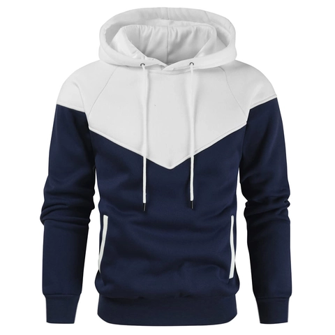 Herren Casual Color Block Hoodie Langarm Polyester Baumwollmischung Sweatshirt Mit Kordelzug Und Taschen Herbst Winter