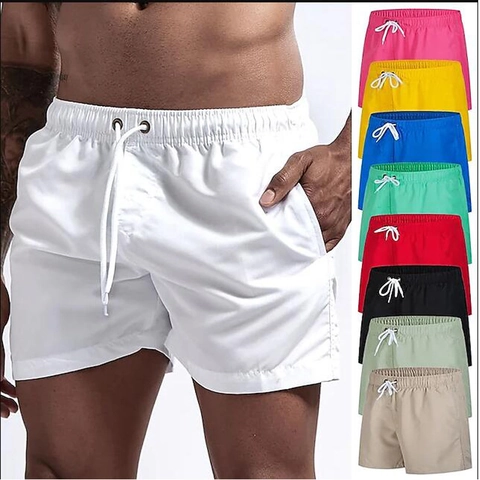 Men's Quick Dry Swim Trunks Polyester Breathable Beach Shorts With Mesh Lining Elastic Waist Drawstring Swimming Bottoms