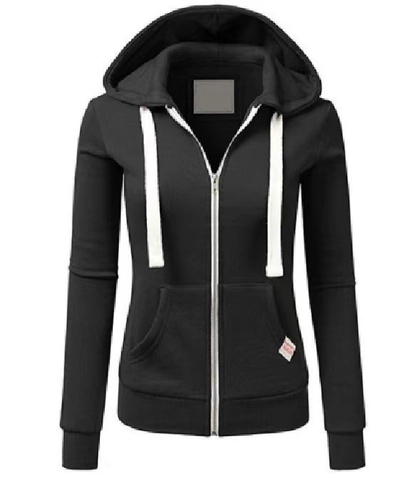 Dames Casual Katoenmix Hoodie Met Rits Trekkoord Lange Mouwen Sweatshirt Slim Fit Basic Jack Met Capuchon En Kangoeroezak