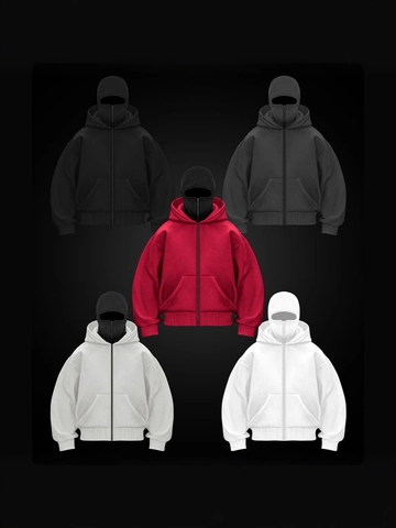 Herren Schwergewicht Full Zip Hoodie Mit Integrierter Sturmhaube Oversized Streetwear Einfarbig Sweatshirt Herbst Winter