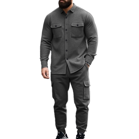 Veste Cargo Doublée en Polaire Lourde pour Hommes Et Pantalon Manteau de Revers Tactique Extérieur Vêtements Amples