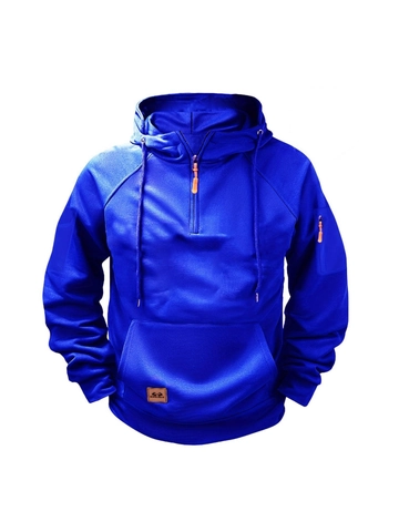 Herren Casual Halb Reißverschluss Kapuzenpullover Taktisch Outdoor Einfarbig Langarm Pullover Hoodie Mit Mehreren Taschen