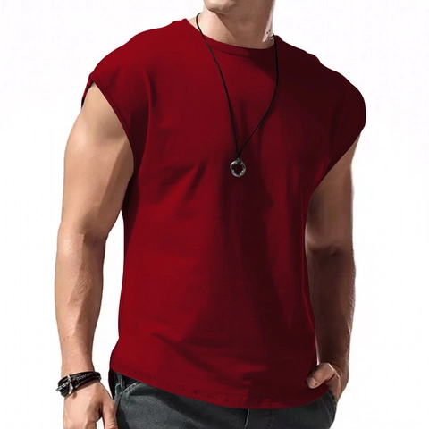 Ανδρικό Αμάνικο T-Shirt Γρήγορου Στεγνώματος Αμερικάνικου Στυλ Muscle Tank Top Στρογγυλή Λαιμόκοψη Μονόχρωμο Αθλητικό Casual Top για το Καλοκαίρι