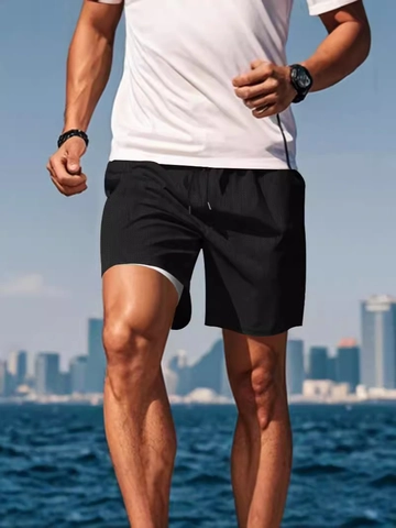 Herren Double Layer Laufshorts Schnelltrocknende Workout Gym Sport Shorts Mesh Atmungsaktive Sommer Casual Shorts Mit Innentasche Kordelzug Sportliche Leichte Shorts Für Männer