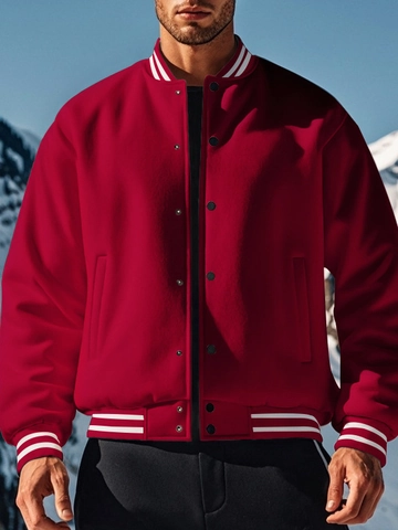 Giacca Varsity da Uomo Felpa Sportiva Casual Manica Lunga con Bottoni in Pile Ispessita Giacca Autunno Inverno per Uomo