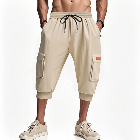 Heren Zomer Heavyweight Cargo 7-Lengte Shorts Polyester Multi-Pocket Casual Losse Sportieve Workout Outdoor Capris Broeken