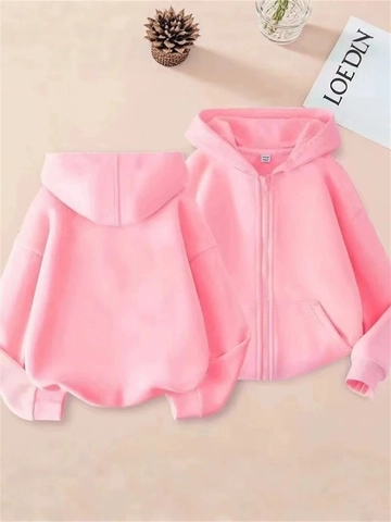 Kids Fleece Hooded Zip Up Sweatshirt Solid Color Long Sleeve Casual Outerwear For Boys Girls Toddler Warm Winter Jacket