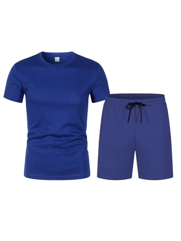 Ensemble Sport Été Homme Décontracté en Maille Respirante Séchage Rapide T-Shirt Manches Courtes et Shorts à Cordon Deux Pièces pour Gym Course Entraînement