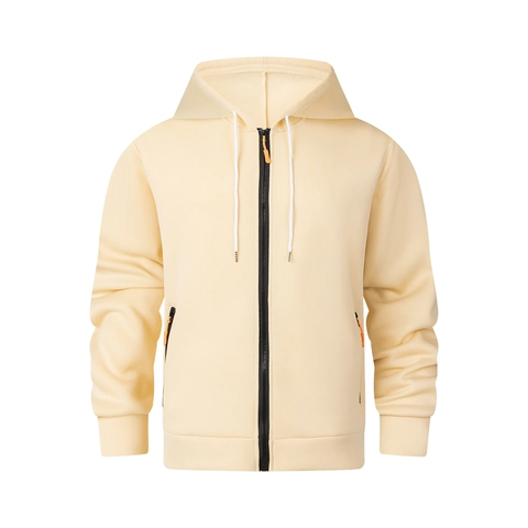 Sweat à Capuche Zippé pour Hommes Doublé Polaire Sportif Décontracté Multi Poches Manches Longues Automne Hiver Coupe Large
