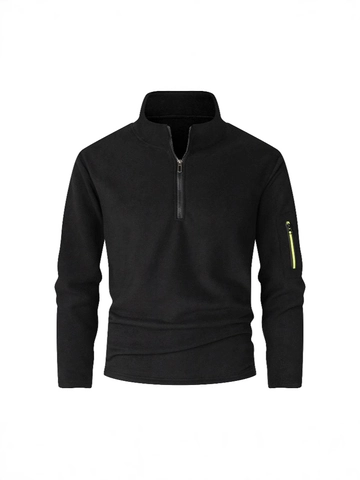 Herren Halbreißverschluss Fleece Pullover Stehkragen Warm Outdoor Sweatshirt Lässig Langarm Jacke Mit Reißverschluss Ärmeltasche