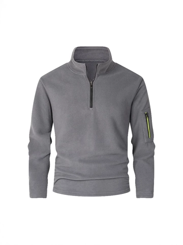 Herren Halbreißverschluss Fleece Pullover Stehkragen Warm Outdoor Sweatshirt Lässig Langarm Jacke Mit Reißverschluss Ärmeltasche