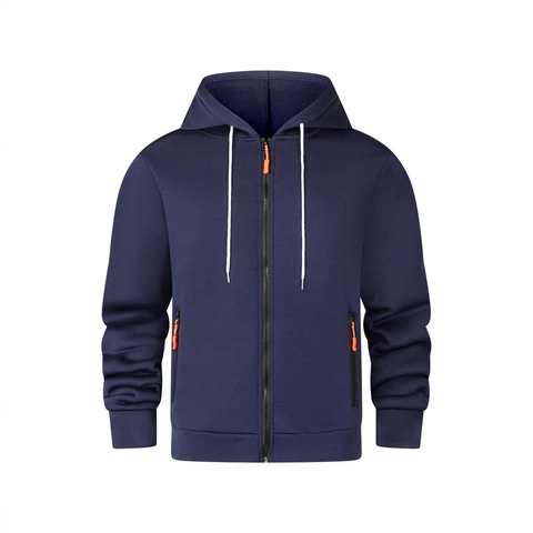 Men Fleece Hoodie Jacket Zip Up Pullover Warm Stand Collar Long Sleeve Sport Outdoor Outerwear Casual Fashion