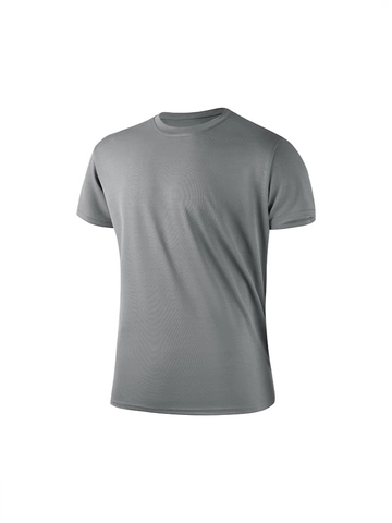 T-Shirt Homme Respirant à Séchage Rapide Manches Courtes Col Rond Tissu Mesh Sportif Décontracté Couleur Unie Tee Top Fitness