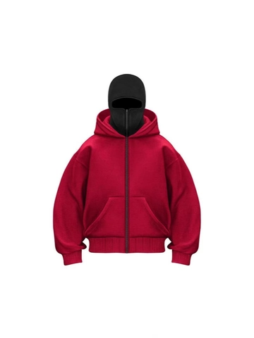 Men's Heavyweight Balaclava Hoodie Oversized Zip Up Sweatshirt Streetwear Techwear Autumn Winter Warm Solid Fleece Top
