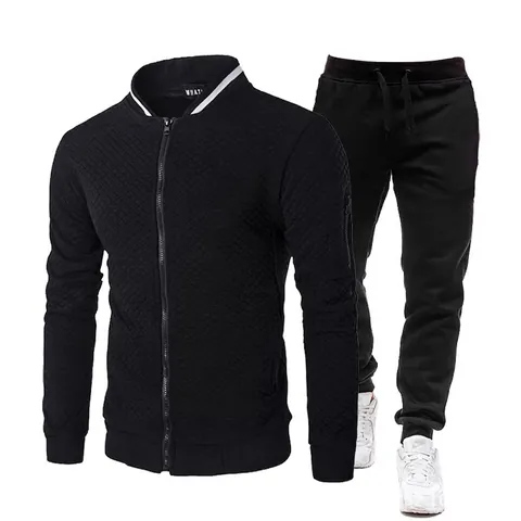 Chándal para Hombre Top And Bottom de Mezcla de Algodón y Poliéster Acolchado con Forro de Felpa Conjunto de Jogging para Deporte Ropa Casual Diaria