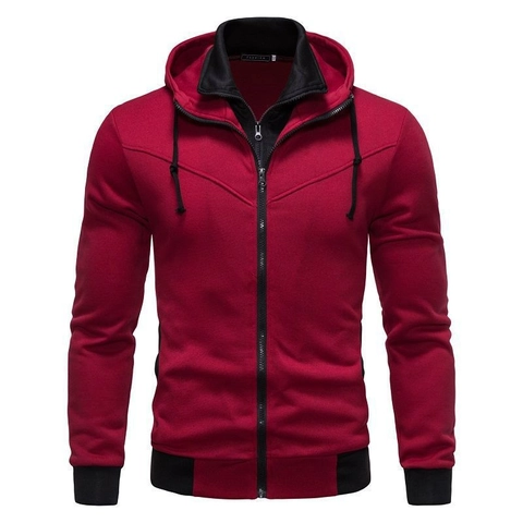 Sweat à Capuche Homme Mode Décontracté Faux Deux Pièces Couleur Contrastée Coupe Slim Veste de Sport en Mélange de Coton Polyester Polaire