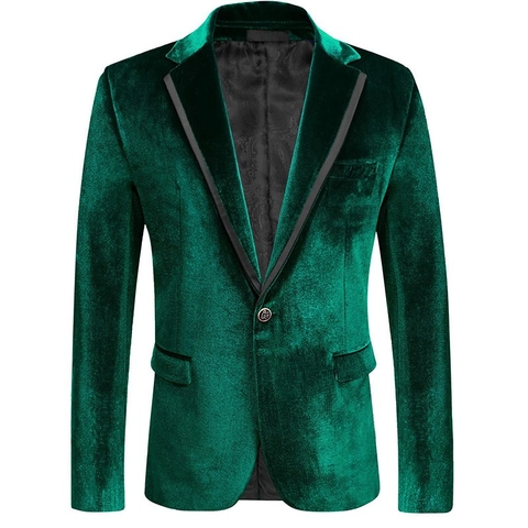 Men Slim Fit Gold Velvet Blazer Jacket Luxury Peak Lapel Single Button Casual Sport Coat For Party Wedding Polyester Suit